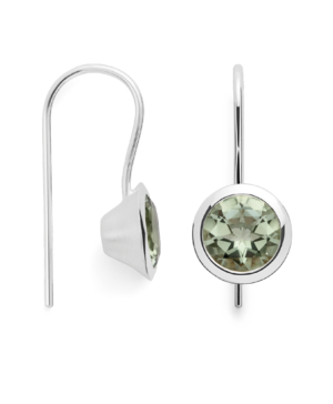 47241 – 925/earring, rh.-pl., matt/pol, amethyst green 3.1 ct