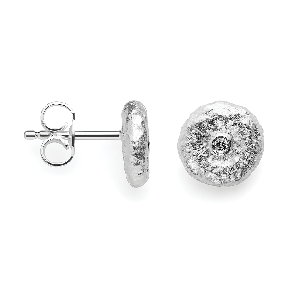47330 – 925/-earrings, special textured, dia. 0.02ct W-SI