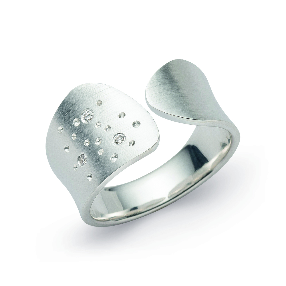 4806152 – 925/- Ring, rhodium-plated, matte, Dia. 0.03ct W-SI
