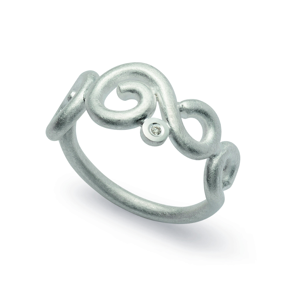 4809056 – 925/- Ring, matte/polished, dia. 0.015ct W-SI