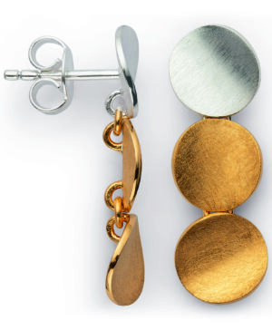 48131 – 925/- Earrings, partially gold-plated, rho. matt/matt