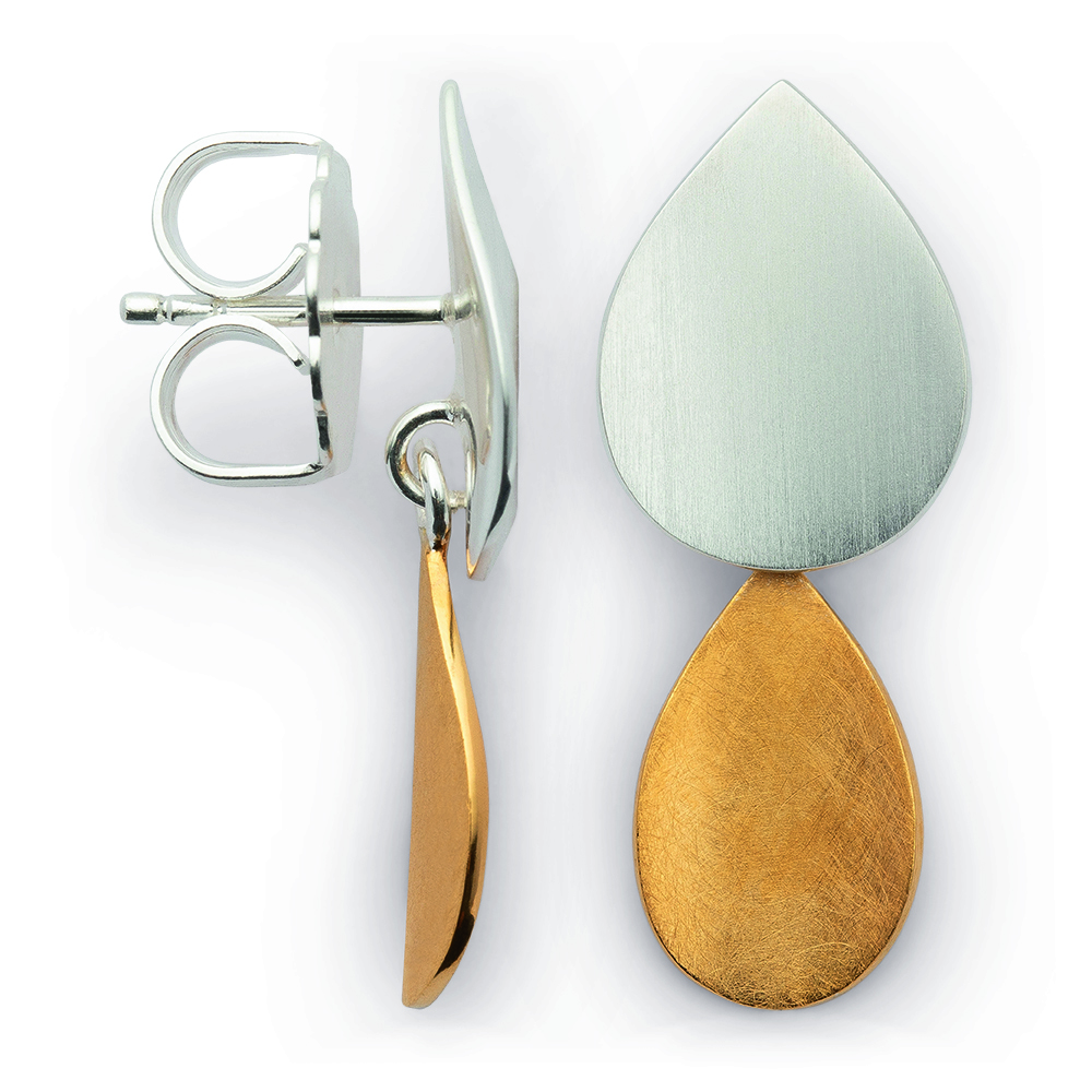 48150 – 925/- Earrings, partially gold-plated, matte/matte