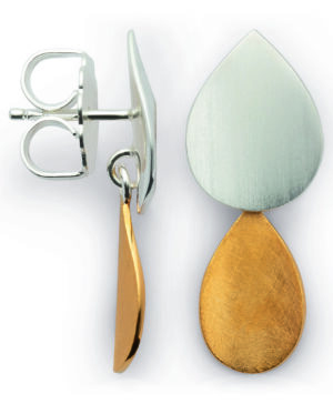 48151 – 925/- Earrings, partially gold-plated, rho. matt/matt
