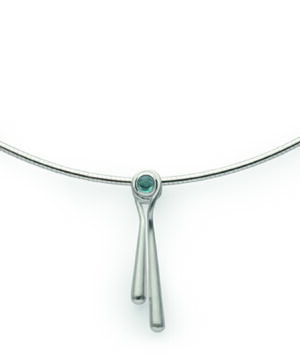 48281 – 925/- Pendant, rhodium-plated, matte, blue topaz 0.14ct