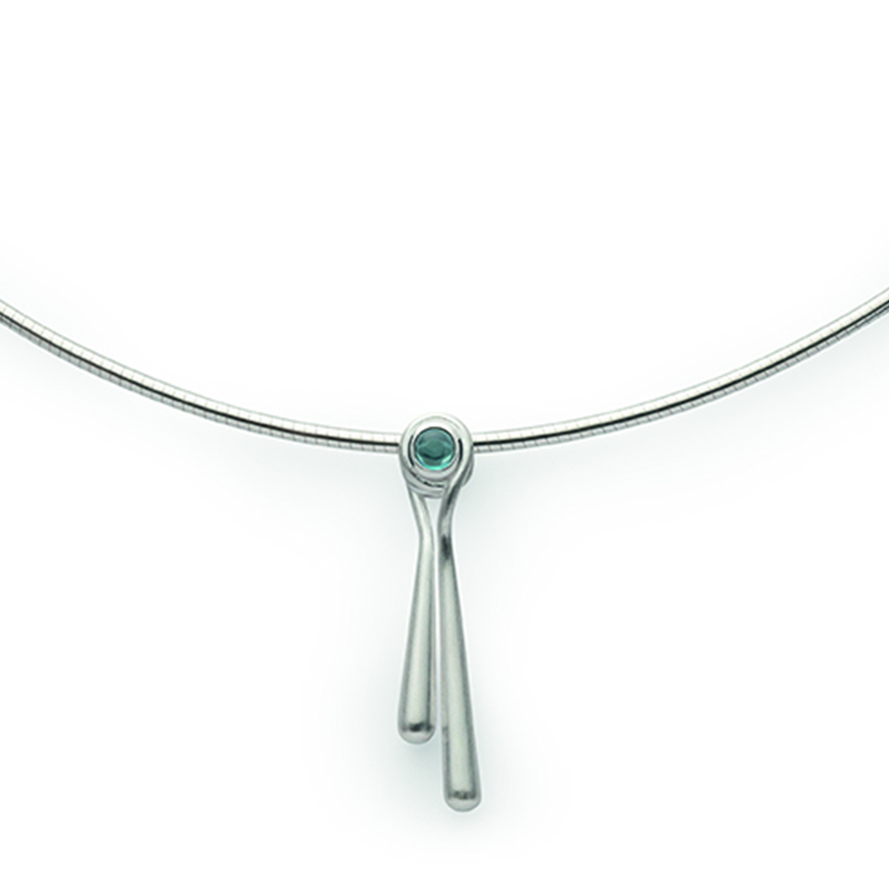 48281 – 925/- Pendant, rhodium-plated, matte, blue topaz 0.14ct