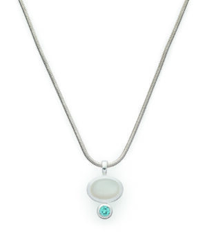 48421 – 925/- Pendant, rho. pol, moon2, 15ct, Blue t 0.25ct