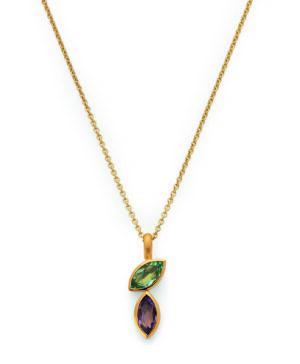 48450 – 925/- Pendant, gold plated, matt/polished, 2x amethyst 0.8ct
