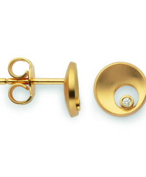 48490 – 925/- Earrings, gold plated, matte, Dia. 0.02ct W-SI