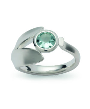 4855154 – 925/- Ring, rho., matte/polished, blue topaz 0.87ct