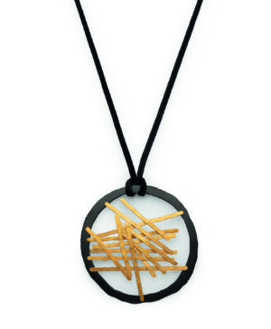 48560 – 925/- Pendant, partly gold, black rh, matte