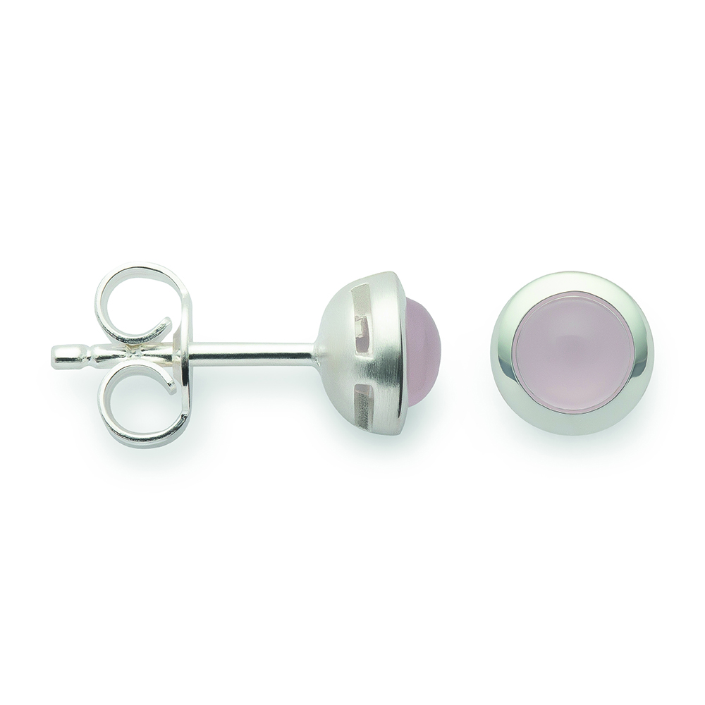 48671 – 925/- Earrings, rho., polished, rose quartz 0.54ct