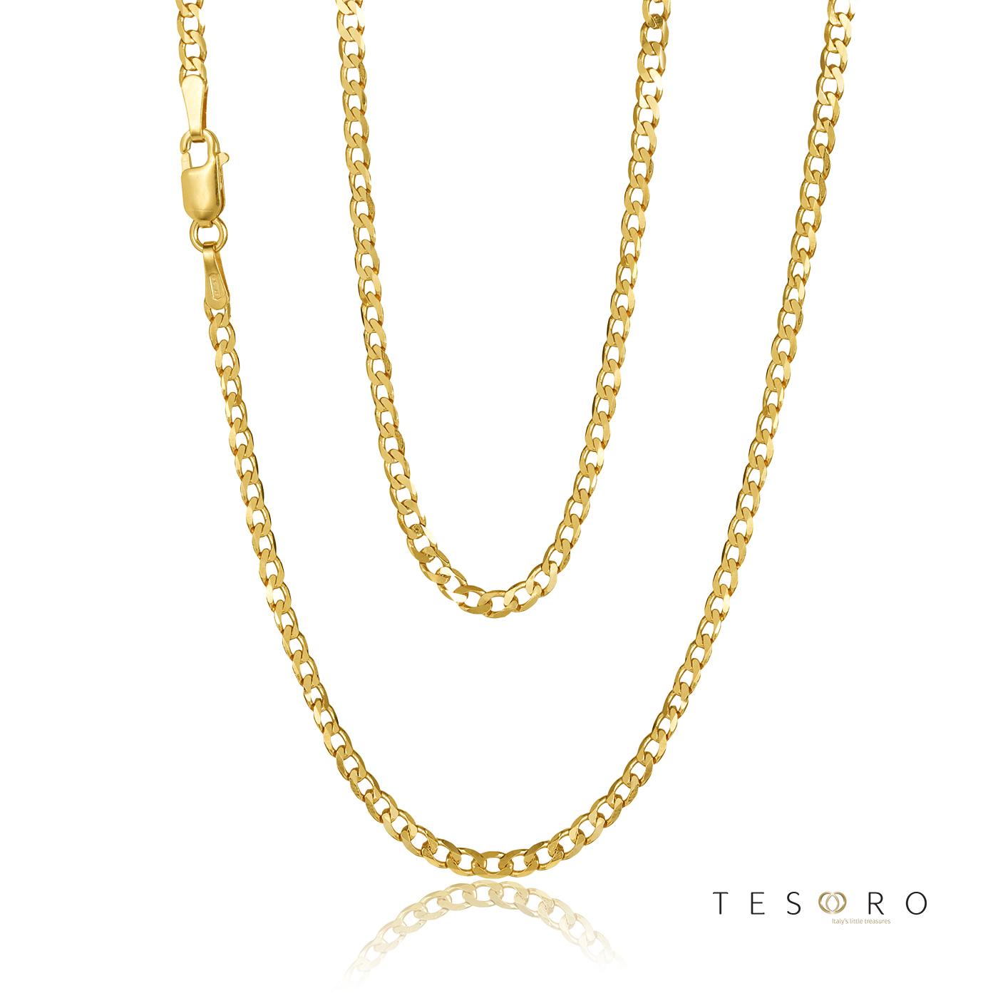 60HKI319/4-Yellow-55cm - 375/- 2.40mm 6 Sides Grumetta Open Curb Chain