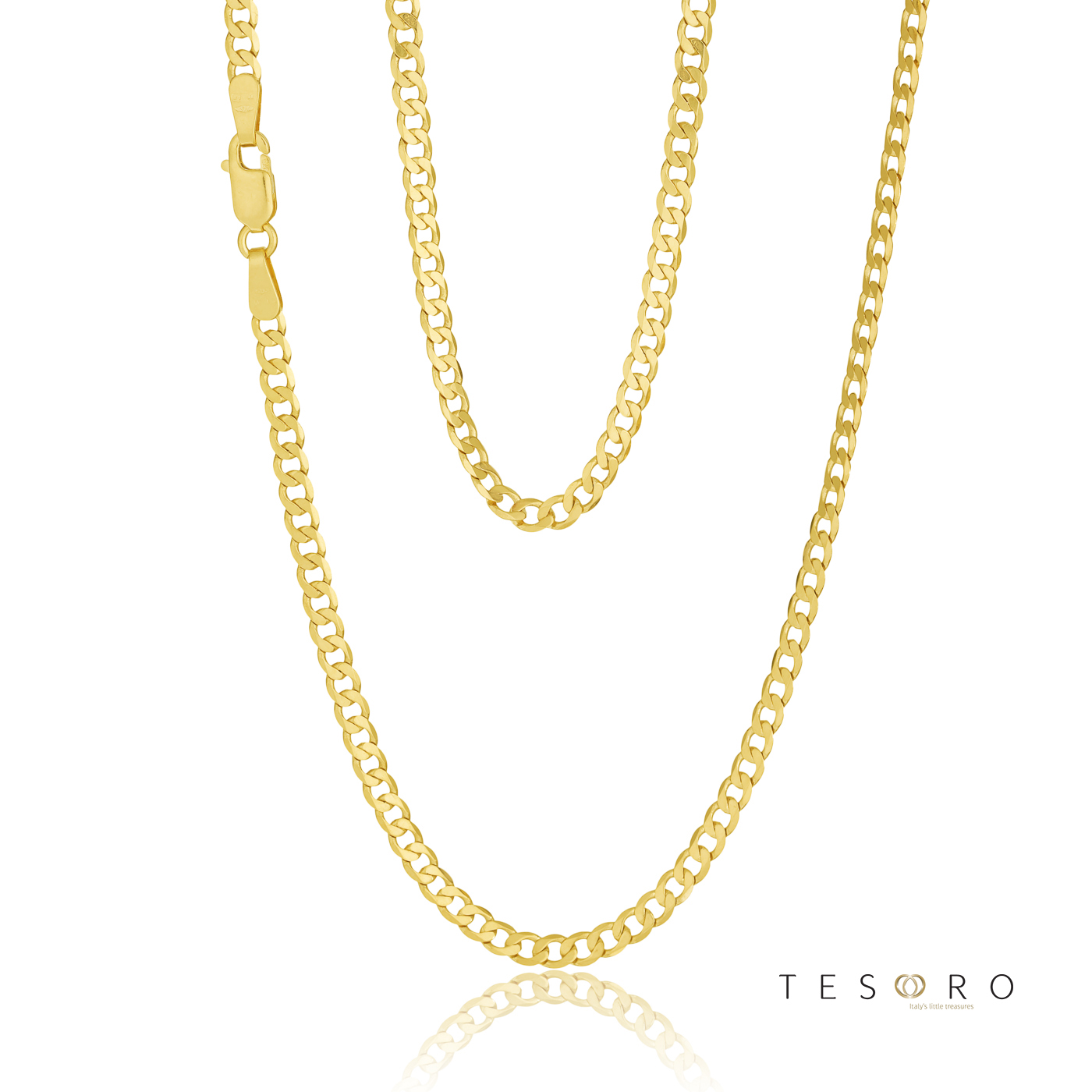 80HKI445/4-Yellow-55cm - 375/- 3.15mm 6 Sides Open Superlight Gremuetta Curb Rada Chain