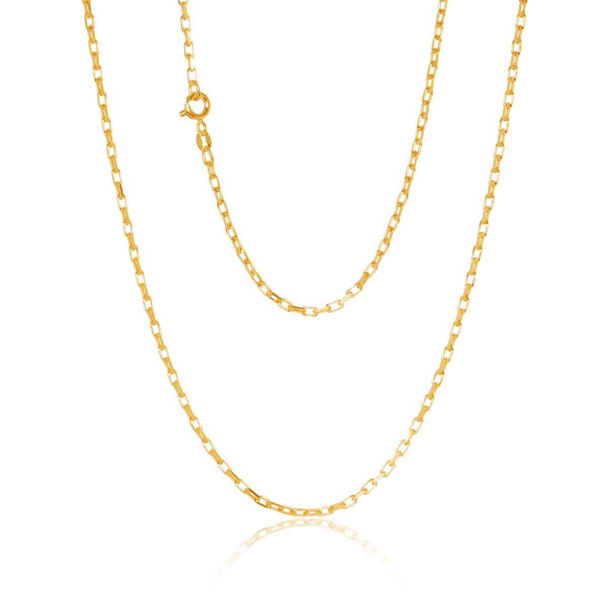 70KRD009-Yellow-45cm - 375/- 2.20mm 4 Sides Tirangular Forzatina Cable Chain