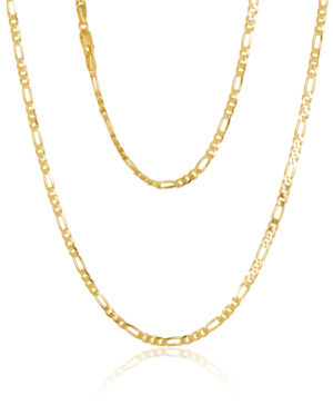 80HKI327/4-Yellow-55cm - 375/- 3.00mm 6 Sides 3 + 1 Figaro Link Chain