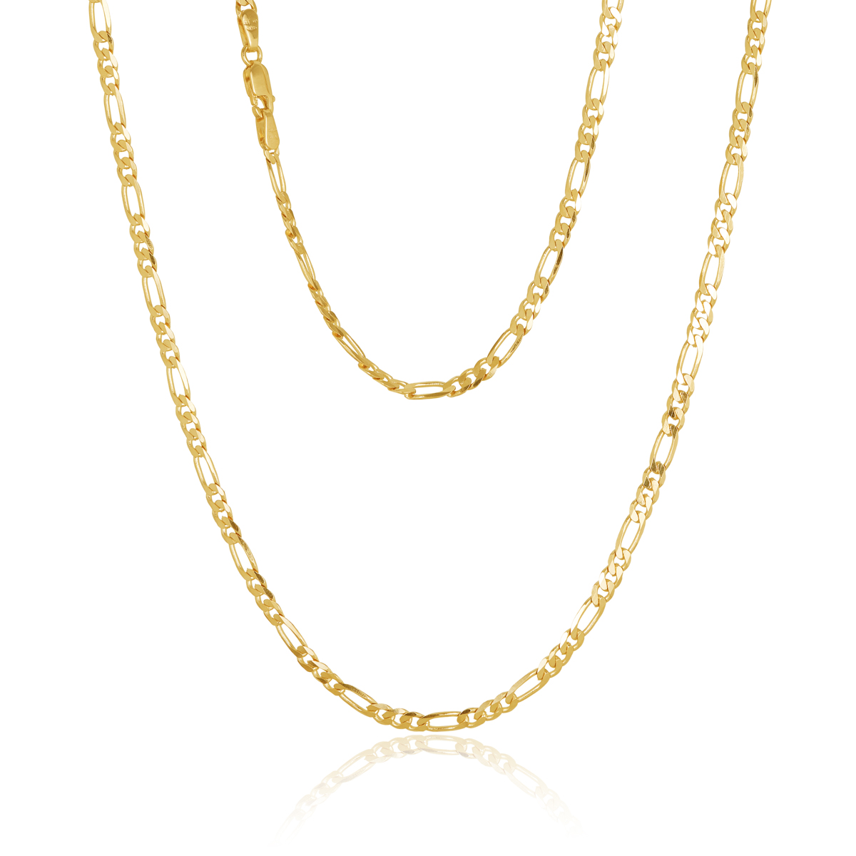80HKI327/4-Yellow-19cm - 375/- 3.00mm 6 Sides 3 + 1 Figaro Link Chain