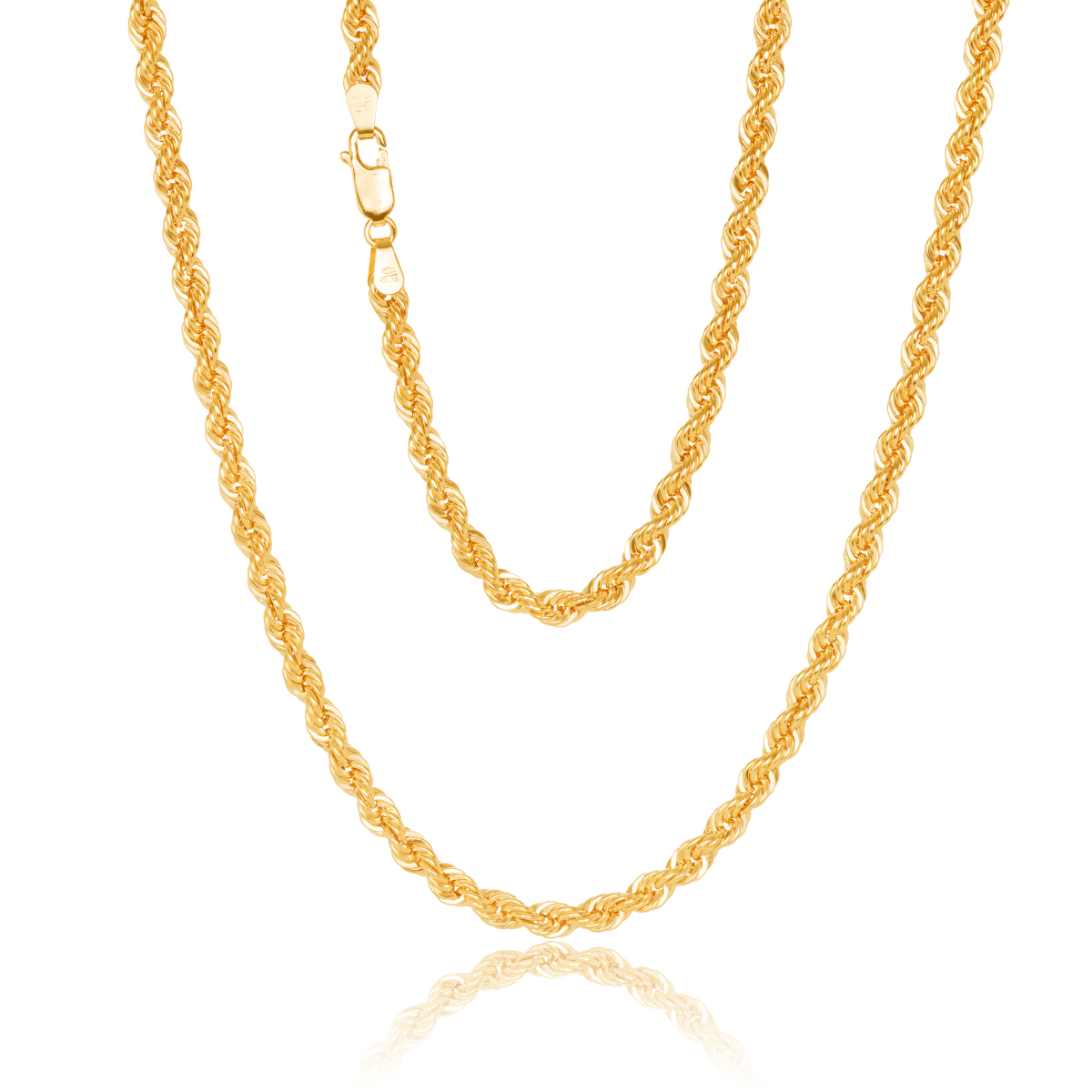 80HVC91/4-Yellow-19cm - 375/- 4.40mm Classic Hollow Rope Bracelet