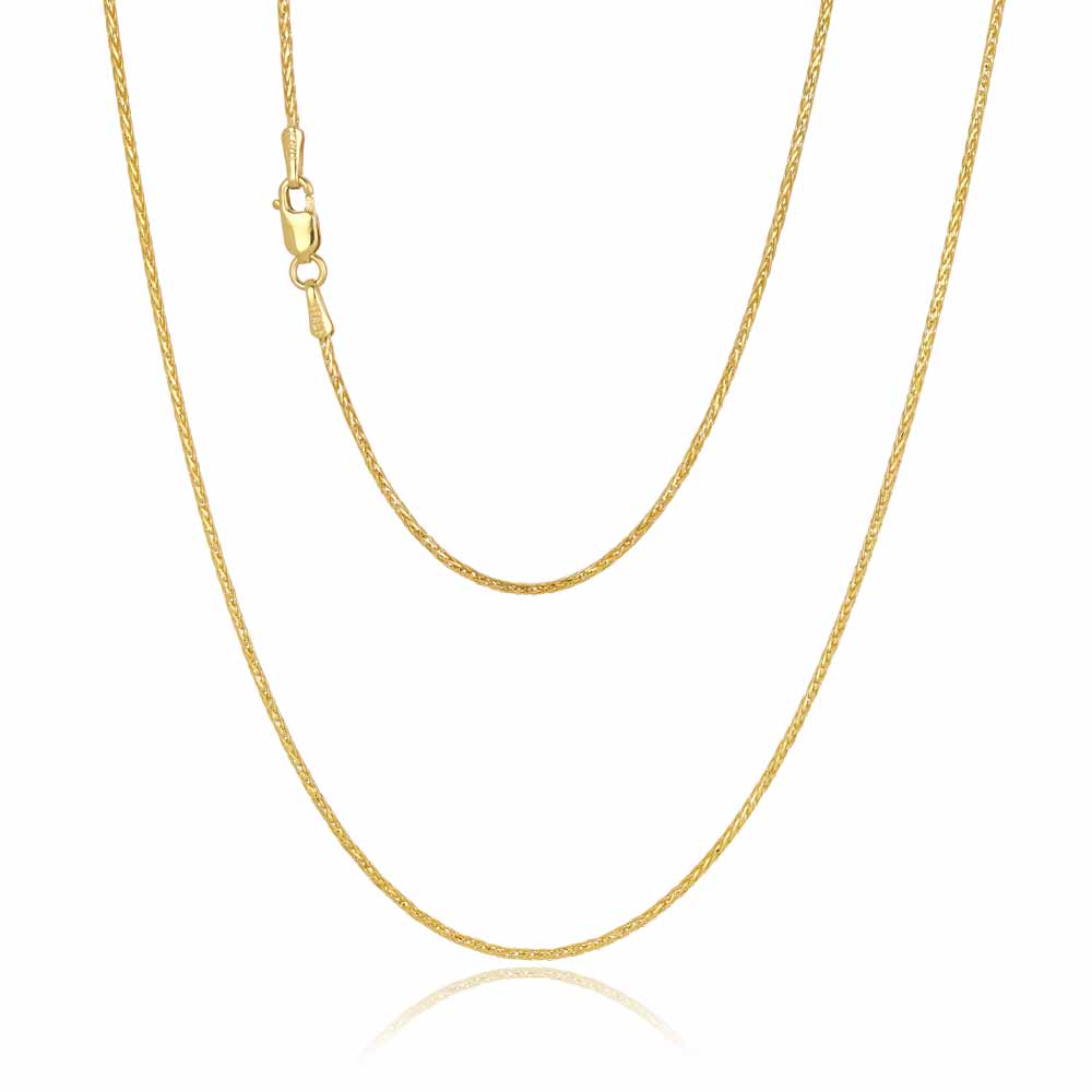 030SPID12-Yellow-45cm - 375/- 1.20mm Triple Wheat 12 Cuts (Round Look), 30 Gauge, Chain