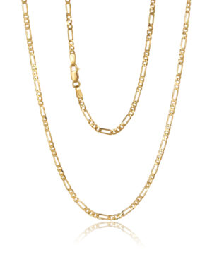 60HKI327/4-Yellow-60cm - 375/- 2.40mm 6 Sides 3 + 1 Figaro Link Chain