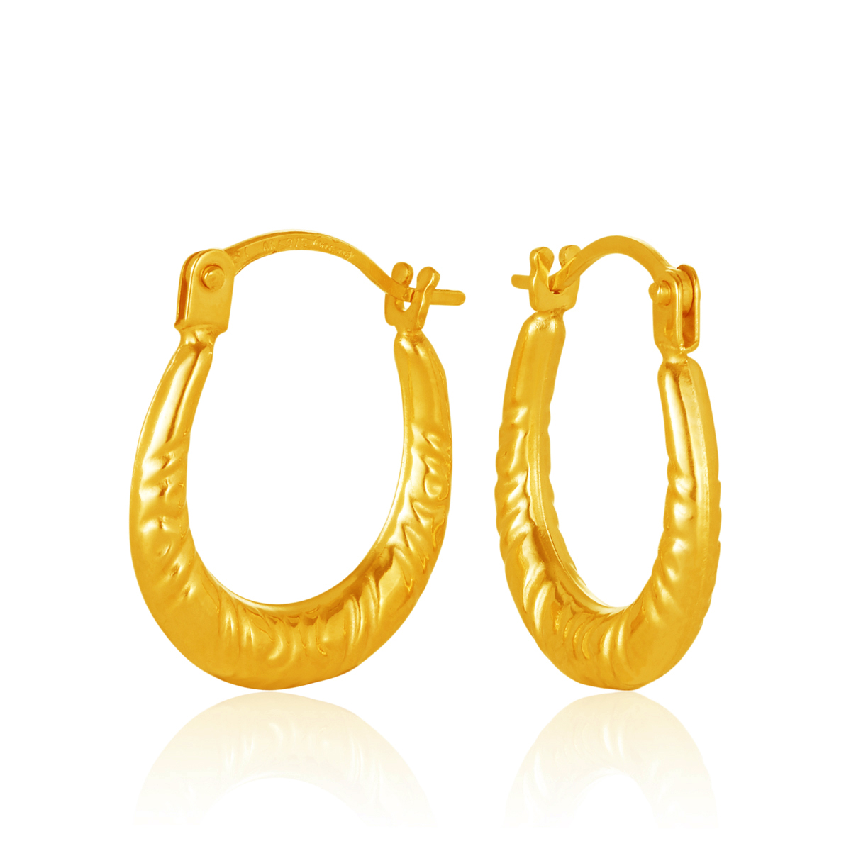 OBS214-9900 375/- Diameter. Hoop Earrings, OBS214-9900 9Y Fancy Oval Profile