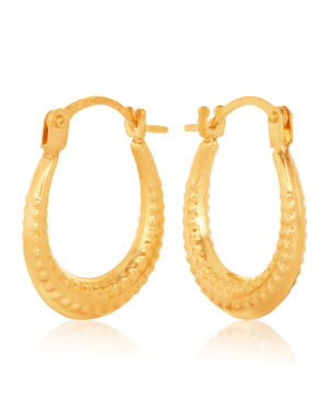 OBS214-9901 375/- 9Y Fancy Oval Profile 8.80mm Inside Diameter Hoop Earrings