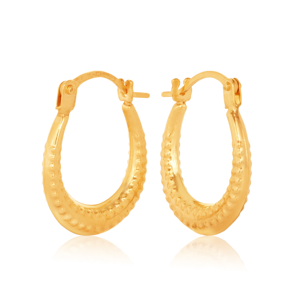 OBS214-9901 375/- 9Y Fancy Oval Profile 8.80mm Inside Diameter Hoop Earrings