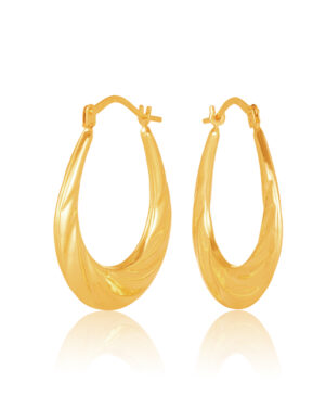 OBS451-99 375/- 9Y Fancy Progressive Oval Hoop Earring