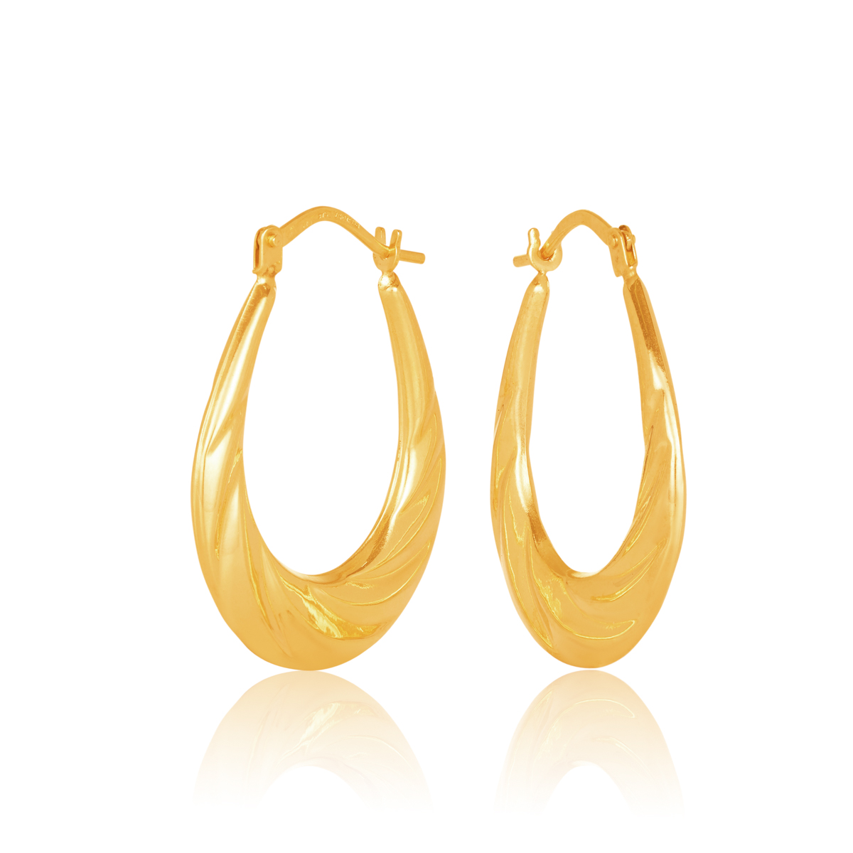 OBS451-99 375/- 9Y Fancy Progressive Oval Hoop Earring