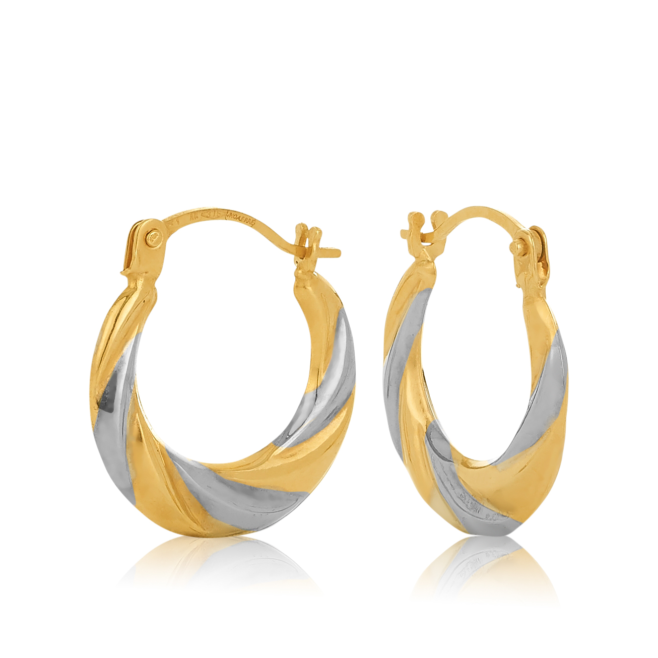 OBS212-99 375/- 9YW Borsari Progressive 10mm Hoop Earring