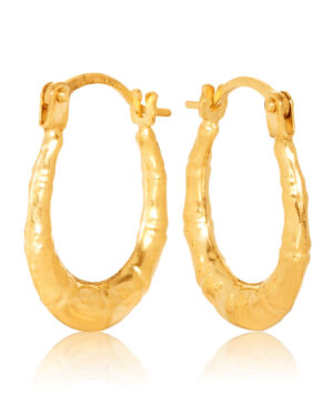 OBS214-9902 375/- 9Y Fancy Oval Profile 8.80mm Inside Diameter Hoop Earrings