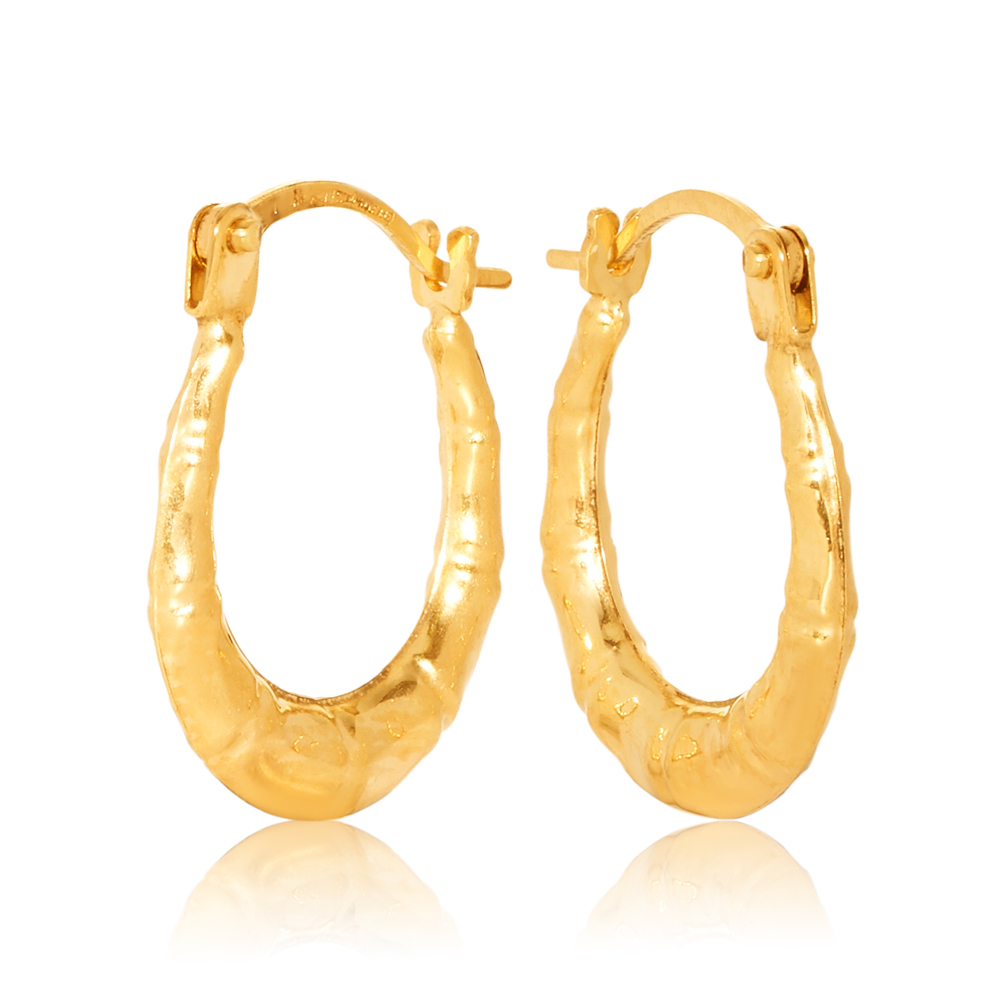 OBS214-9902 375/- 9Y Fancy Oval Profile 8.80mm Inside Diameter Hoop Earrings
